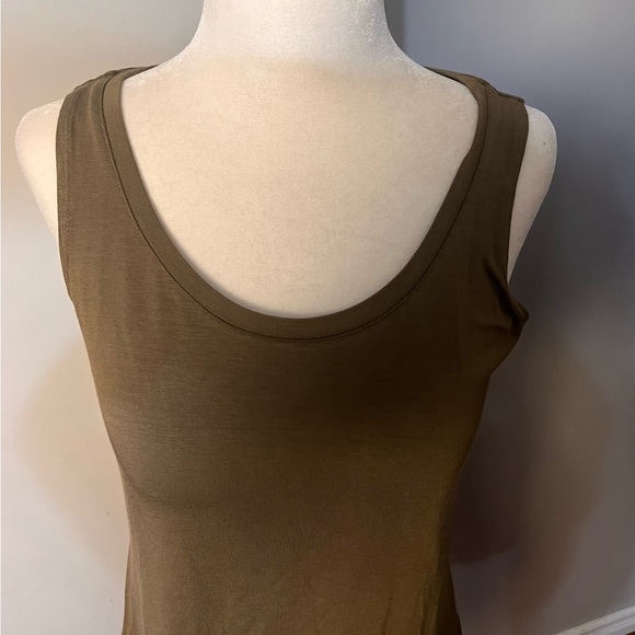 LOGO by Lori Goldstein Bronze Colored Tank Top Tunic w/ Layered Lace at Hemline! - Picture 2 of 8